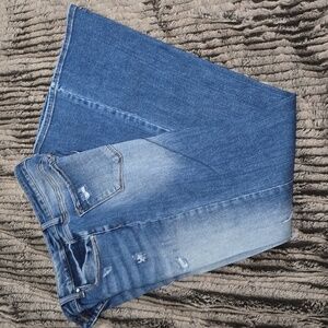 Risen Distressed Button-Fly Flare Jean